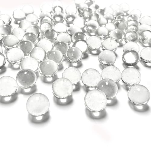 CYS EXCEL Clear Glass Gemstone Vase Filler (1 LB) Aquarium Round Marble Beads Decorative Mosaic Pebbles - color: Clear, size: 1 LB