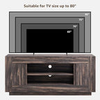 OKD Modern 70" TV Stand, Entertainment Center for TVs Up to 80", Media Console with Large Open Storage & Side Cabinets, Thick Wood Design for Living Room, Dark Rustic Oak - color: Dark Rustic Oak