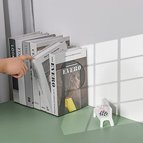 Adwikoso Clear Acrylic Book Ends, 6 Pcs Bookends for Shelves, Non-Slip Book Holder Stand, Decorative Book Stoppers for Heavy Duty Books Office Desktop Organizer