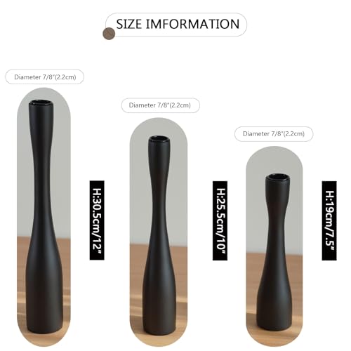 Candle Holder Black Candlestick Holders 3,Tall Taper Candle Holders Set of 3 for Candlesticks(12"/10"/7.5" H),Modern Farmhouse Candle Stick Candle Holder for Decor - color: Matte Black (12"+10"+7.5")