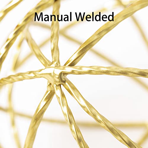 Metal Decorative Ball Gold Metal Geometric Sphere Iron Ball Table Decor Tabletop Orbs Decorations for Home Living Room Bedroom Bookshelf Coffee Tables, 5.25 Inches - color: Gold-5.25 in