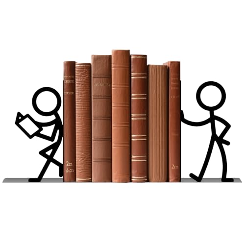 Metal Bookends People Bookends Decorative Cute Book Ends for Shelves Bookshelf Home Office Desk Reading Decor Bookshelf Decor for Book Lovers Gift - style: People Decorative Bookends