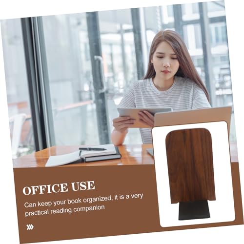NUOBESTY Elegant Desktop Bookends Minimalist Reading Stand Book Organizer for Home Office Walnut Stylish File Holder to Keep Books and Documents Organized