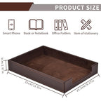 PU Leather Letter Tray - Load Documents Trays Front for Office Desktop Organizer - Desk Magazine, File, A4 Paper Holder - Paper Document File Holder Drak Brown (Drak Brown, A4-Tray) - color: Drak Brown