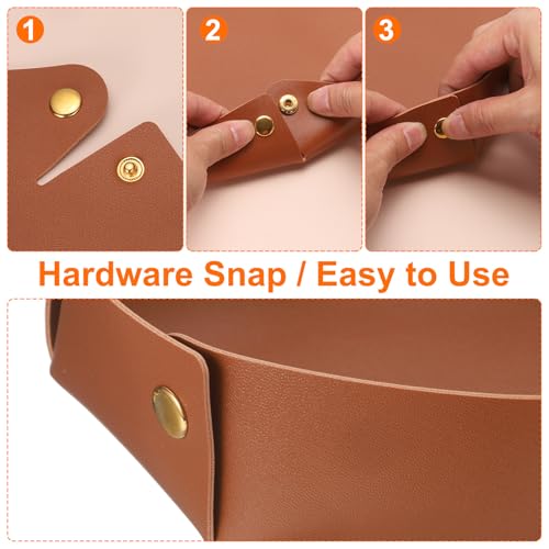 uxcell 2 Pcs Valet Tray for Women and Men, PU Leather Jewelry Tray Entryway Table Bedside Nightstand Catchall Storage Organizer for Jewelry Key Coin Watch Wallet (2 Size, Wine Red) - color: Wine Red