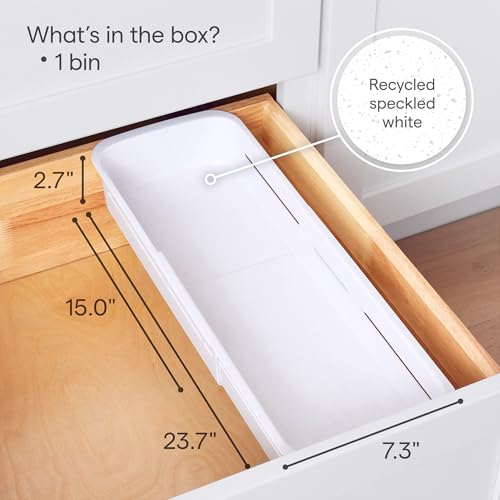 YouCopia DrawerFit® Sliding Drawer Bin, Expandable and Adjustable Kitchen Storage Organizer, Speckled White - style: Bin