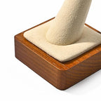 Single Finger Wood Ring Display Stand Wooden Ring Holder Microfiber Jewelry Display Stand for Showcase (Creamy-white) - color: Creamy-white