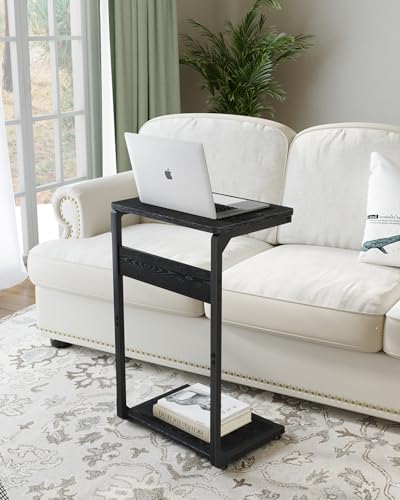 Small End Tables, Nightstand Set of 2, C Shaped Couch Side Table, Sofa TV Tray Table, Night Stand, Nightstands for Bedroom, Bedside, Living Room ET-YB-BKW2 - color: Black
