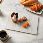 Koville Natural Marble Cutting Board for Kitchen Countertop, 12" x 8" Pastry Bread Macaron Display Board, Real Stone Slab Marble Cheese Boards, Bathroom Perfume Tray Candle Plate(Nestos White) - color: Nestos White