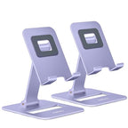 Nulaxy 2 Pack Dual Folding Cell Phone Stand, Fully Adjustable Phone Holder for Desk, Compatible with iPhone 16 15 14 13 12 11, Nintendo Switch, All Phones, Purple - color: Purple