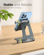 Nulaxy Dual Folding Cell Phone Stand, Fully Adjustable Foldable Desktop Phone Holder Cradle Dock Compatible with iPhone 17 16 15 14 13 12 11 Pro Max Xs Xr X 8, Nintendo Switch, All Phones - Gray - color: D-Grey