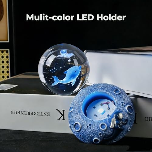 3D Crystal Ball Figurine, 2.4inch Oceans Glass Ball Gifts for Women, Sculpture Display Paperweight Keepsakes for Marine Organism Lover Desk Home Decor (Dolphins) - color: Dolphins