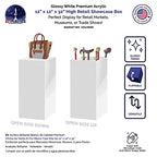 Marketing Holders Tall Acrylic Retail Display Box Cube Pedestal Art Sculpture Stand White Lucite Plinthe 12" x 12" x 32" Wedding Flower Tower One Piece Plexiglass Column