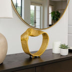 Twisted Hammered Ring Decorative Object – Aluminum Loop Sculpture & Statue Modern Home Decor Accent – Shelf Styling & Coffee Table Decor for Office & Living Room – 8", Gold - size: 7"