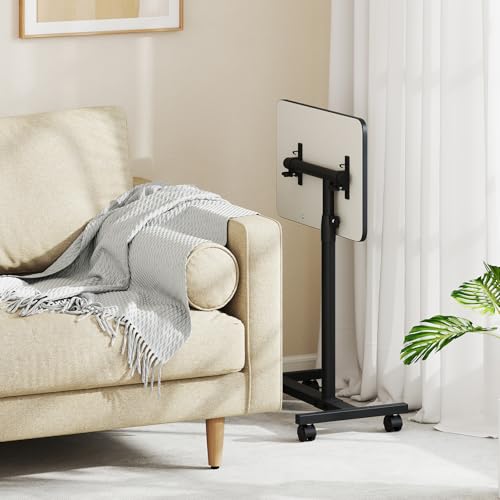 Giantex Overbed Table with Wheels, Medical Adjustable Bedside Table, Mobile Standing Desk, Portable Laptop Table for Small Spaces, Bed Trays Table for Eating Home and Hospital (Light Grey) - color: Light Grey