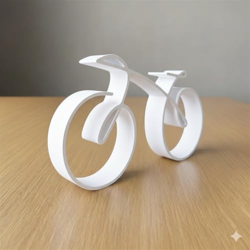 Minimalistic Bicycle Sculpture Wire Framed Style, Bike Silhouette, Gift for a Cyclist, Bicycle Art Wall Decor, Side Table Statue Decor, Home Decoration (White, 7.87in*4.72in) - color: White