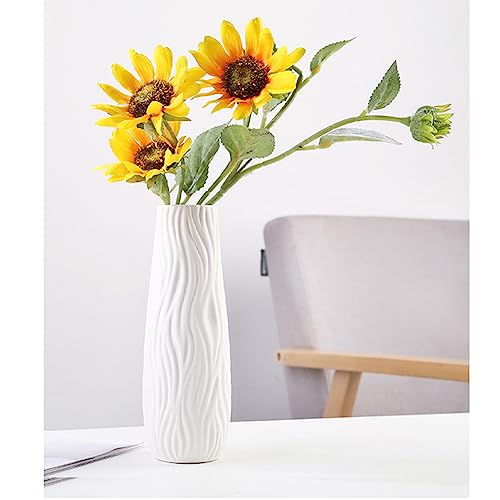 Ceramic Vase, 8" H, Artistic Flower Vase Classic Style for Fireplace Bedroom Kitchen Living Room Centerpieces Office Desk, Fit for Holding Dried Flowers, Artificial Flowers, Floral Arrangement - color: White