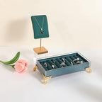GemeShou velvet slots Ring holder for jewelry organizer, Blue earring ring display stand for selling, felt ring jewelry holder tray showcase【Velvet slots Ring Holder-Blue】 - color: Blue