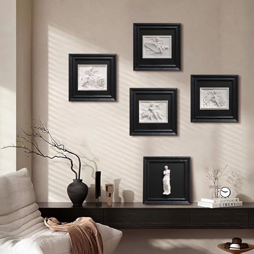 FOLKOR LIFE Cherub Angels Framed Wall Art Sculpture for Modern Classical Decor, Black and White Wall Decor Greek Mythology Classic Cupid Arrow Artwork Figurines for Room Decor, Gift for Anniversary - color: Cupid Statue SY03