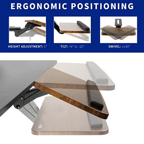 VIVO Adjustable Computer Keyboard and Mouse Platform Tray, Ergonomic Under Table Desk Mount Drawer Underdesk Shelf, Rustic Vintage Brown, MOUNT-KB03N - color: Vintage Brown, size: 25"