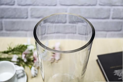 CYS EXCEL 12" Tall Clear Glass Cylinder Vase Taper Down Flower Vase with 5.5" Wide Opening Elegant Centerpiece for Weddings, Events, and Home Décor - size: 12"H x 5.5"O x 4"B