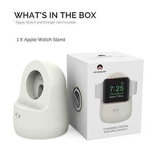 AhaStyle iWatch Stand Silicone Charging Dock Holder for Apple Watch Ultra 3, Ultra 2, Ultra, SE3, SE2, SE, Series 11 10 9 8 7 6 5 4 3 2 1 (49/46/45/44/42/41/40/38mm), Supports Nightstand Mode - color: Starlight