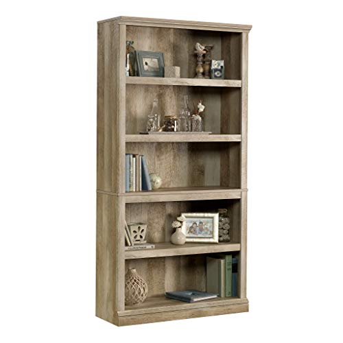 Sauder 5 Tier Book Shelf Wooden Bookcase Multipurpose Bookshelf for Home Office, Living Room, in Lintel Oak - color: Lintel Oak