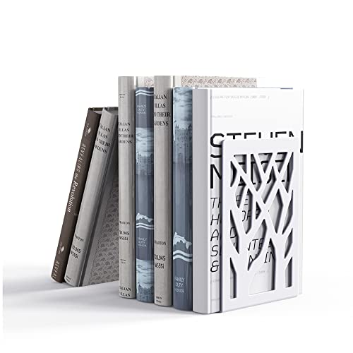 2 Pair Book Ends,Metal Book End Supports for Bookrack Desk - color: White, size: 2 Pair