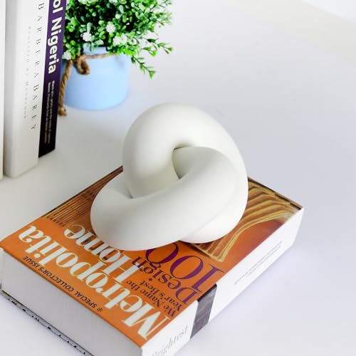 Wood Knot for Coffee Table Wood Link Chain Decor Shelf Decorations, Modern Farmhouse Bookshelf Decorative Objects - color: White-1 Pack