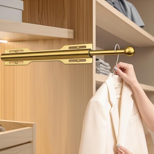 FIRJOY 12" Valet Rod for Closet Pull Out (2 Pack, Brushed Gold) - color: Brushed Gold, size: 2 Pack