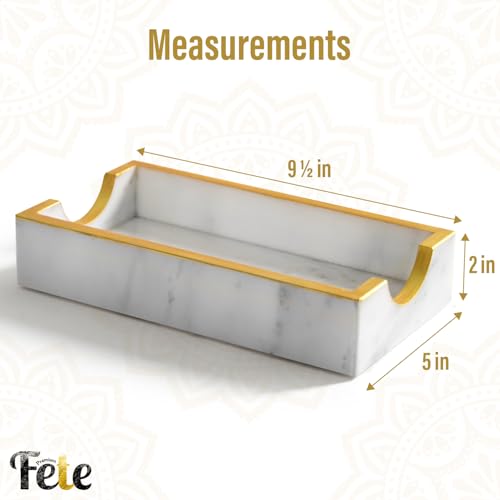 Fete Marble Tray for Bathroom - Guest Towel Holder Tray - 4 x 10 - White Marble - color: Marble Holder