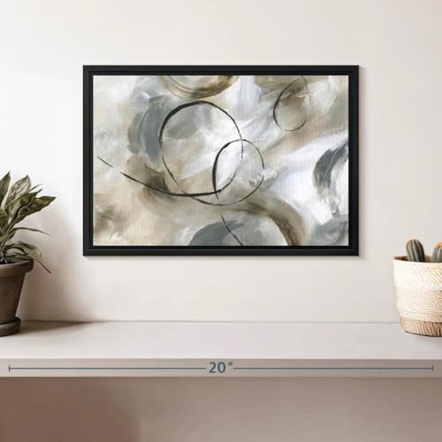 ElephantStock Allegro Wall Art - Horizontal Framed Canvas - 1-Piece Living Room Wall Decor - Painting Abstract Canvas Print - Gray and Brown Decor for Wall by Nan - 13" X 9" - color: Allegro Wall Art Canvas Floating Frame Single Piece, size: 12"L x 8"W