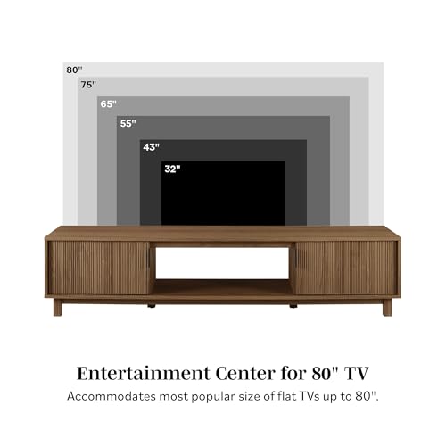Walker Edison Arundo Fluted TV Stand for TVs up to 80 Inches, 70" TV Stand, Mocha - color: Mocha, size: 70" TV Stand