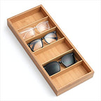 Natural bamboo Glasses Eyeglass Eyewear Sun glasses Sunglasses Box Storage Case Tray Display Showcase Organizer Box - color: Log color