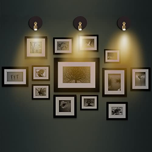 Battery Operated LED Spotlight, Picture Spot Lights, Indoor Uplighting, Puck Lights with Remote, Plants Tree Spotlight, Display Light for Paintings Dartboard Portrait-Gold - color: Gold