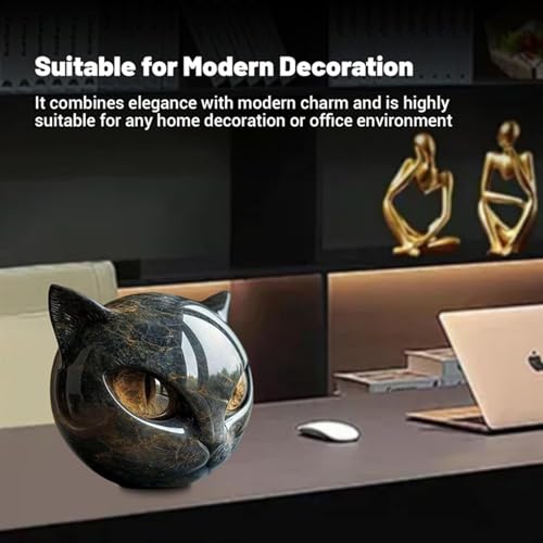 Luxury Black Cat Sculpture, Hand-Carved Crystal & Healing Stone Art Piece, Elegant Décor for Cat Lovers, Gift-Ready Memento for Home or Office, Green - size: Green