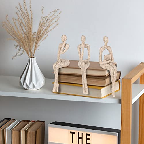 BMLCGJ Thinker Statue Gold Decor Abstract Art Sculpture, Golden Resin Collectible Figurines for Home Living Room Office Shelf Decoration,Great Gifts Ideas (Sitting Posture-Sandstone) - color: Sitting Posture--sandstone