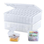 CGCG 2 Sets 8.8 x 6.7 inch Plastic Organizer Box with Lid, 62 Pcs Clear Storage Containers, Mini Case for Earring, Jewelry, Beads, Craft, Nail, Screws, Seeds, Small Parts, Bracelet Making DIY