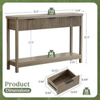 Lulive 51" Fluted Console Table for Entryway, Wooden Entryway Table with 3 Wooden Drawers, Farmhouse Behind Sofa Table for Living Room, Hallway, Couch, Foyer - color: Dark Gray