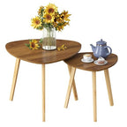 BAMEOS Bamboo Nesting Triangle End Table,Set of 2 Side Table Modern Minimalist Coffee Table for Living Room (Walunt) - color: Walunt