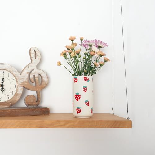 Tnstbiee Cute Ceramic Strawberry Vase - Unique Centerpieces for Tables - Funky Flower and Fruit Decorative - Colorful Girly Home Decor - Aesthetic Modern Design for Summer Decoration - color: Strawberry Vase