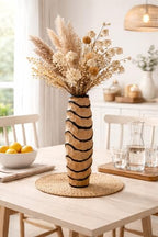 Aeravida Locally Spiral 14-inch Handmade Mango Wood Vase – Carved Decorative Table Vase for Home or Office
