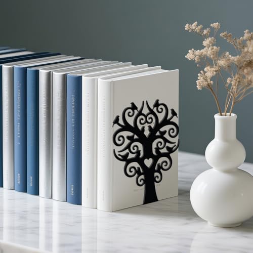 WADORN 1 Pair Branches Bird Metal Decorative Bookend for Shelves, Heavy Duty Book Ends Modern Non-Skid Books Holder Stand Black Book Support Stoppers for Desk Bookshelf Office Home, 5.3x4.3x7.9 Inch - color: Branches Bird