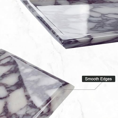 Natural Marble Decor Tray - Hand-Polished Luxury Organizer for Vanity, Bathroom | Cosmetics Perfume Jewelry Display Tray (Caracatta Violet Rectangular Tray, 11" x 5" x 0.7") - color: Caracatta Violet Rectangular Tray, size: 12" x 8" x 0.7"