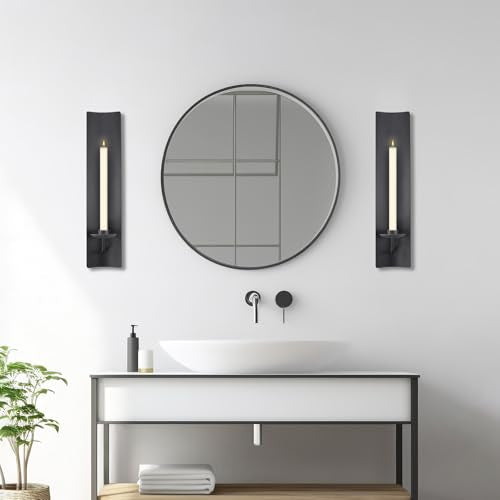 OYEFLY 2 Pcs Candle Sconces,Metal Wall Candle Holders (Black)