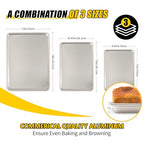 Baking Sheet Pan Set of 3, Commercial Quality Aluminum Cookie Sheets for Oven, Umite Chef Warp Resistant Baker's Half/Quarter/Jelly Roll Pans, Thick Cookie Tray Pans for Baking, Roasting - size: 13x9in 15x10in 18x13in