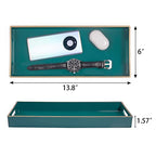 MAONAME Green Bathroom Tray, Plastic Vanity Tray, Narrow Countertop Trays with Handles, Perfume Organizer Trays for Dresser, Bathroom Accessories, 13.8" x 6" x 1.57" - color: Green