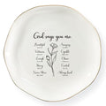 Christian Women's Jewelry Dish Tray, 'God Says You are' Pattern, White, Glazed Ceramic, Square, 4.5" x 4.5", Religious, Washable, Valentine's Day, Birthday, Christmas, Thanksgiving Gift
