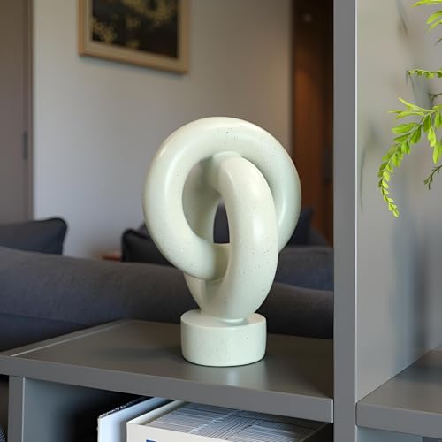 12" Modern Abstract Ring Decorative Sculpture, Knot Sculptures,Home Decor,Coffee Table Statues,Dining Living Room Desk Decor,Light Gray - color: 12" Light Gray