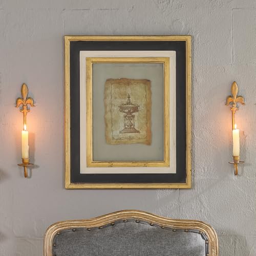 Fleur De Lis Wrought Iron Candle Sconces Set of 2, Rustic Candle Holders Hanging for Living Room Farmhouse Fireplace Wedding (Antique Copper) - color: Antique Copper